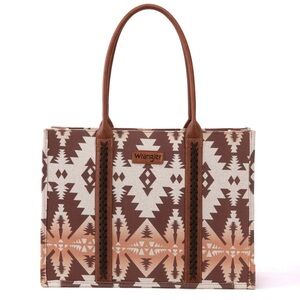 Wrangler Aztec Southwestern Pattern Dual Sided Print Canvas Tote, NWT